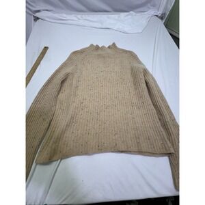 Rosanna Womens Turtleneck Sweater XL Tan Speckled Lambswool Rabbit Angora Blend